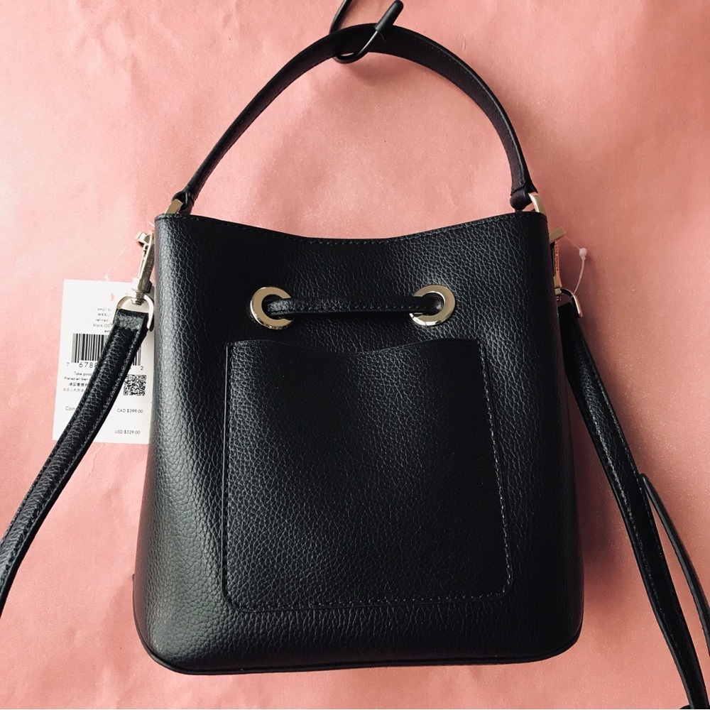 Kate Spade Eva Small Bucket Bag Black Shoulder Crossbody Leather - Picture 3 of 12